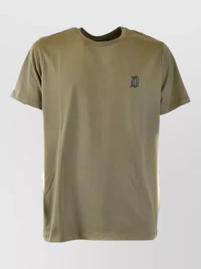 Dondup Short Sleeve Crew Neck Cotton Top In Green