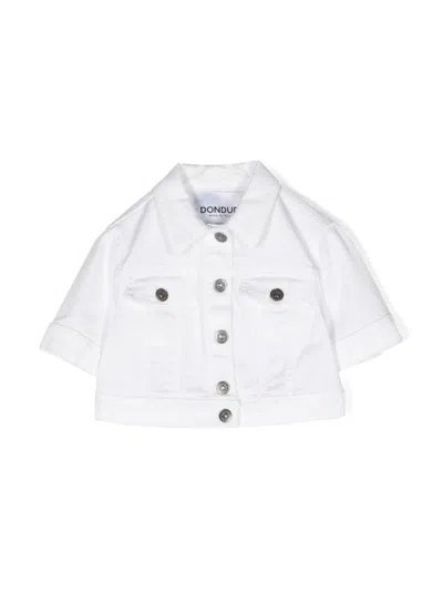 Dondup Kids' Short-sleeve Denim Jacket In Bianco