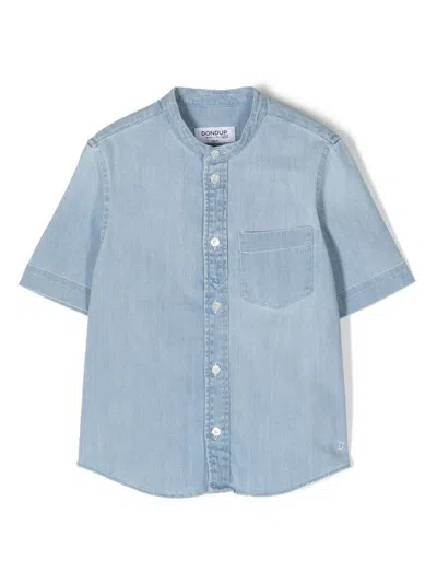 Dondup Kids' Short-sleeve Denim Shirt In Blau