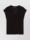 Dondup Short Sleeves V-neck Fitted Soft Fabric In Black