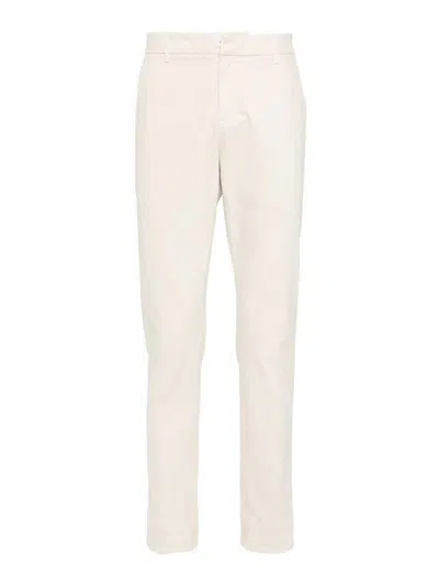Dondup Straight Cotton Trousers Rear And Side Pockets In Neutral