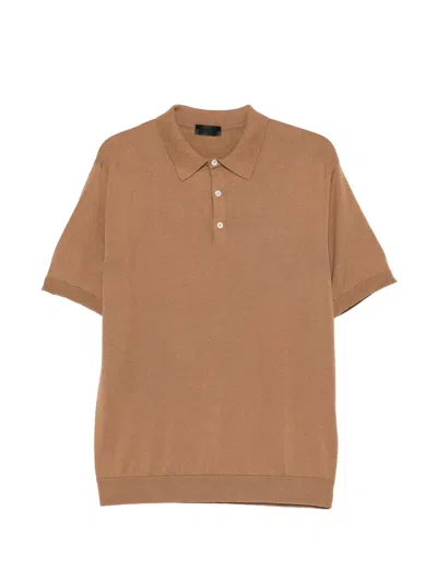 Dondup Short-sleeve Knitted Polo Shirt In Brown