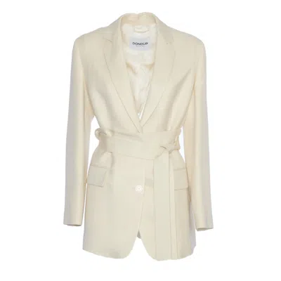 Dondup Single Breasted Blazer In Viscose And Linen Twill