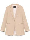 Dondup Beige Single-breasted Linen Blazer In Neutrals