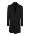 Dondup Knee-length Wool Coat With Welt Pockets And Three Buttons In Black