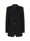 Dondup Single-breast Virgin Wool-blend Jacket In Black