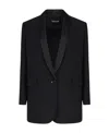 Dondup Single-breast Virgin Wool-blend Jacket In Black