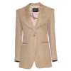 Dondup Single-breasted Linen Blend Blazer In Brown