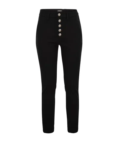 Dondup Single-row Buttoned Tapered Casual Pants In Black