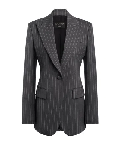 Dondup Single-breasted Pinstripe Suit Jacket In Gray