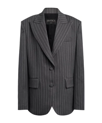 Dondup Single-breasted Pinstripe Suit Jacket In Gray