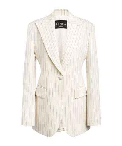 Dondup Single-breasted Pinstripe Suit Jacket In White