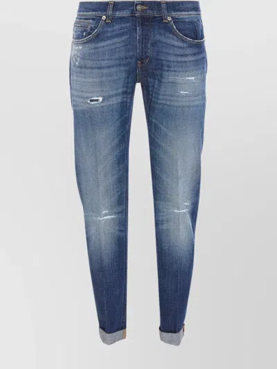 Dondup Skinny Fit Trousers Distressed Finish In Blue
