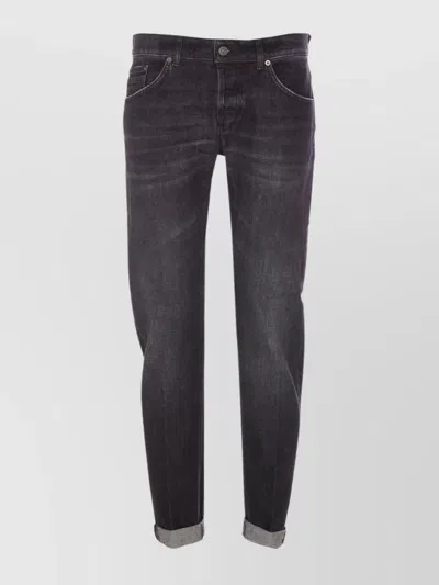 Dondup Skinny Fit Trousers Rolled Cuffs In Black