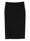 Dondup Side-split Pencil Midi Skirt In Black