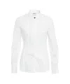 Dondup Sleek Mandarin Collar Blouse With Hidden Closure And Tailored Fit In White