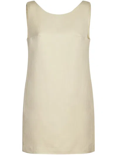 Dondup Sleeveless Straight Silhouette Dress In Neutral