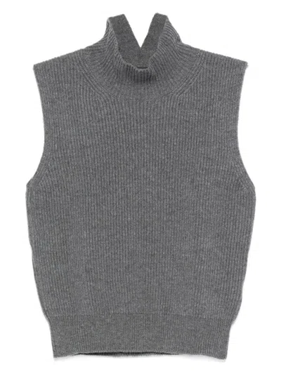 DONDUP DONDUP SLEEVELESS TURTLE-NECK SWEATER IN RIBBED WOOL