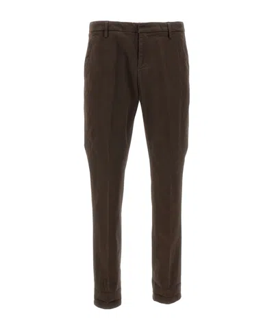 Dondup Slim Cut Stretched Chinos In Brown