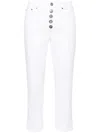 Dondup Cropped Cotton-blend Denim Jeans With Button Detailing