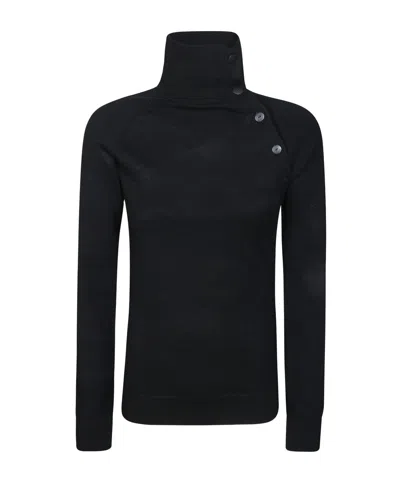 Dondup Slim Fit Button Detailed Mock Neck Jumper In Black