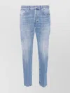 Dondup Slim Fit Carrot Trousers With Belt Loops In Blue