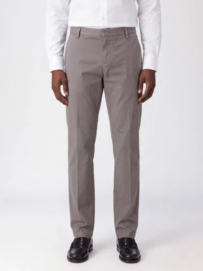 Dondup Slim Fit Cuffed Stretch Cotton Chino Trousers In Grey