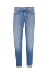 Dondup Slim-fit Light Blue Trousers With Classic Five-pocket Design In Blue