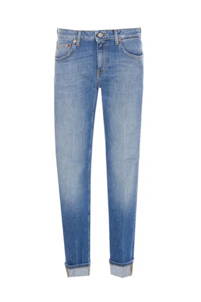 Dondup Slim-fit Light Blue Trousers With Classic Five-pocket Design