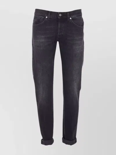 Dondup Slim Fit Trousers Rolled Cuffs In Black