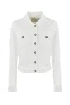 Dondup White Denim Cropped Jacket In Bianco