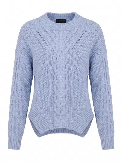 Dondup Cable-knit Crew-neck Sweater In Blue