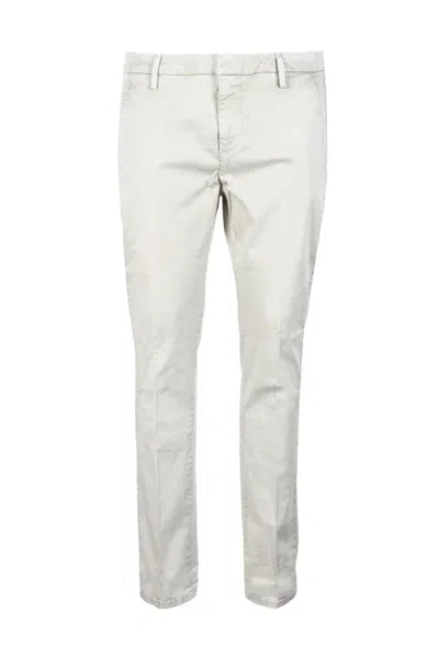 Dondup Slim-fit Beige Trousers With Minimalist Design In White