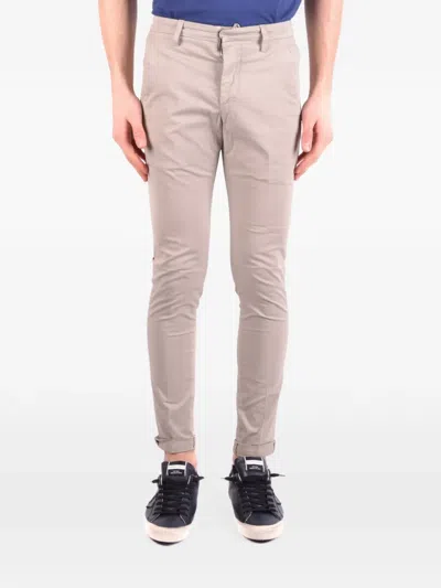 Dondup Slim-fit Cotton Trousers In Neutral