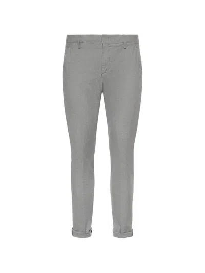 Dondup Slub-texture Turn-up Trousers In Gray