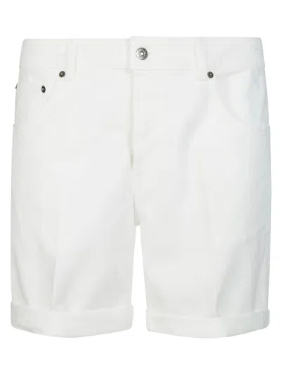 Dondup Soft Milk Bermuda Derick Stretch Cotton Shorts In White