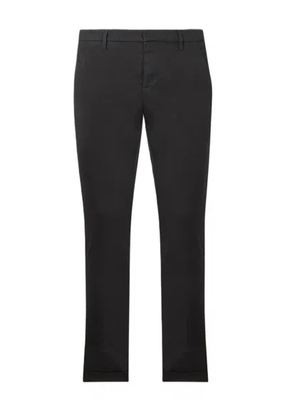 DONDUP SOLID BLACK GAUBERT SLIM SILHOUETTE TROUSERS