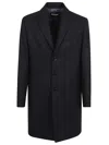Dondup Knee-length Wool Coat With Welt Pockets And Three Buttons In Black