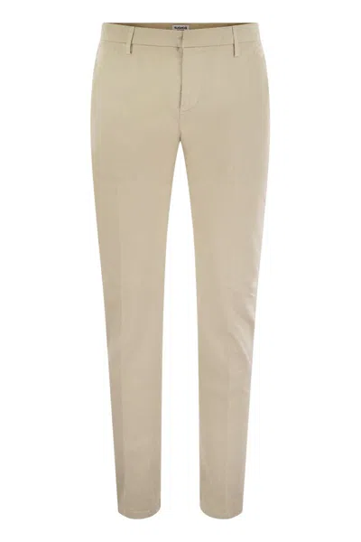 Dondup Spiritissimo Regular Chino Trousers In Light Gabardine In Beige