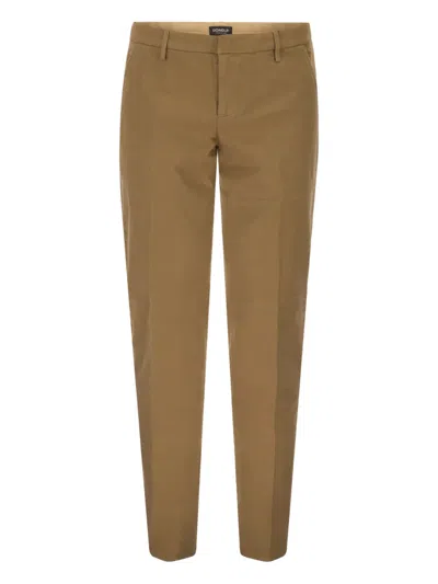 Dondup Spiritissimo Regular Chino Trousers In Gabardine In Brown