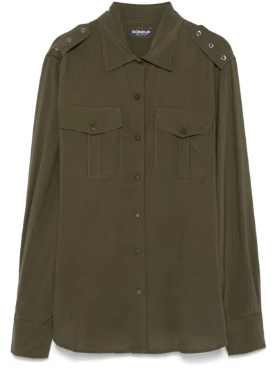 Dondup Spread-collar Shirt In Green