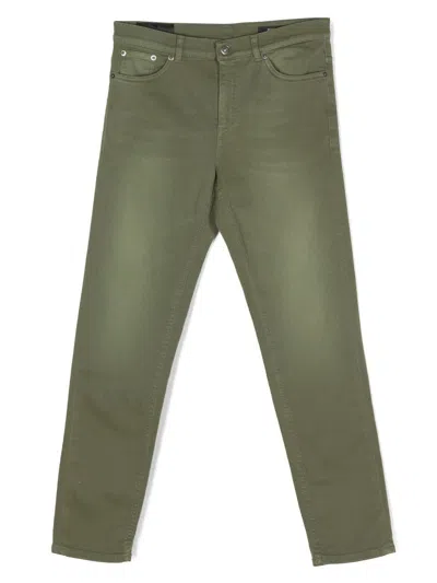 Dondup Stonewashed Faded-effect Trousers In Green