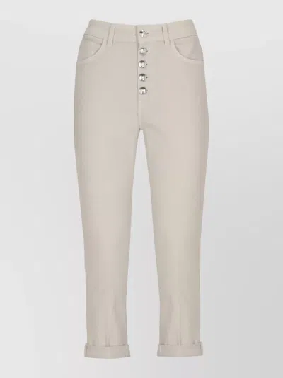 Dondup Straight Cotton Jeans Rolled Cuffs Five Pockets In Neutral