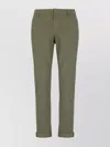 Dondup Straight Cotton Trousers Cuffed Hem In Green