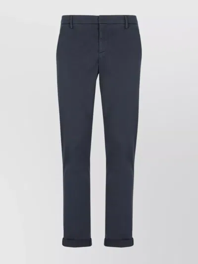 Dondup Straight Cotton Trousers Pockets In Blue