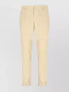 Dondup Straight Cotton Trousers Rolled Cuffs In Neutral