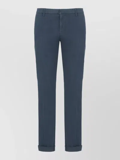 Dondup Straight Cotton Trousers Side And Back Pockets In Blue