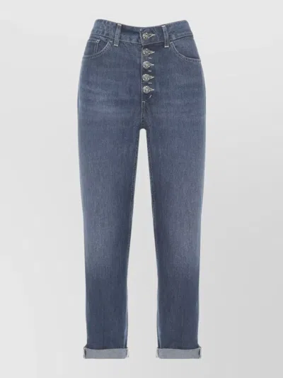 Dondup Straight Cut Jeans Rolled Cuffs Five Pockets In Blue
