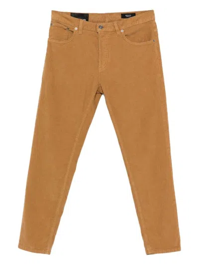 Dondup Straight Fit Corduroy Trousers In Brown