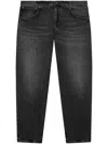 Dondup Straight-leg Black Denim Trousers With Five-pocket Design In Black